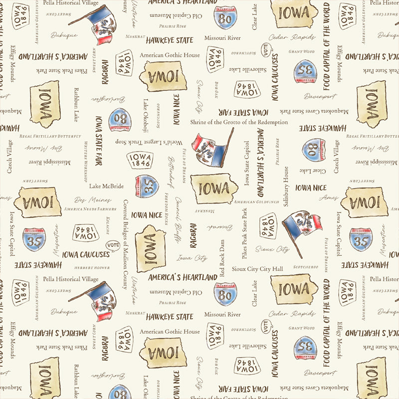2026 All Iowa Shop Hop Fabric Iowa's Best Ivory 55315