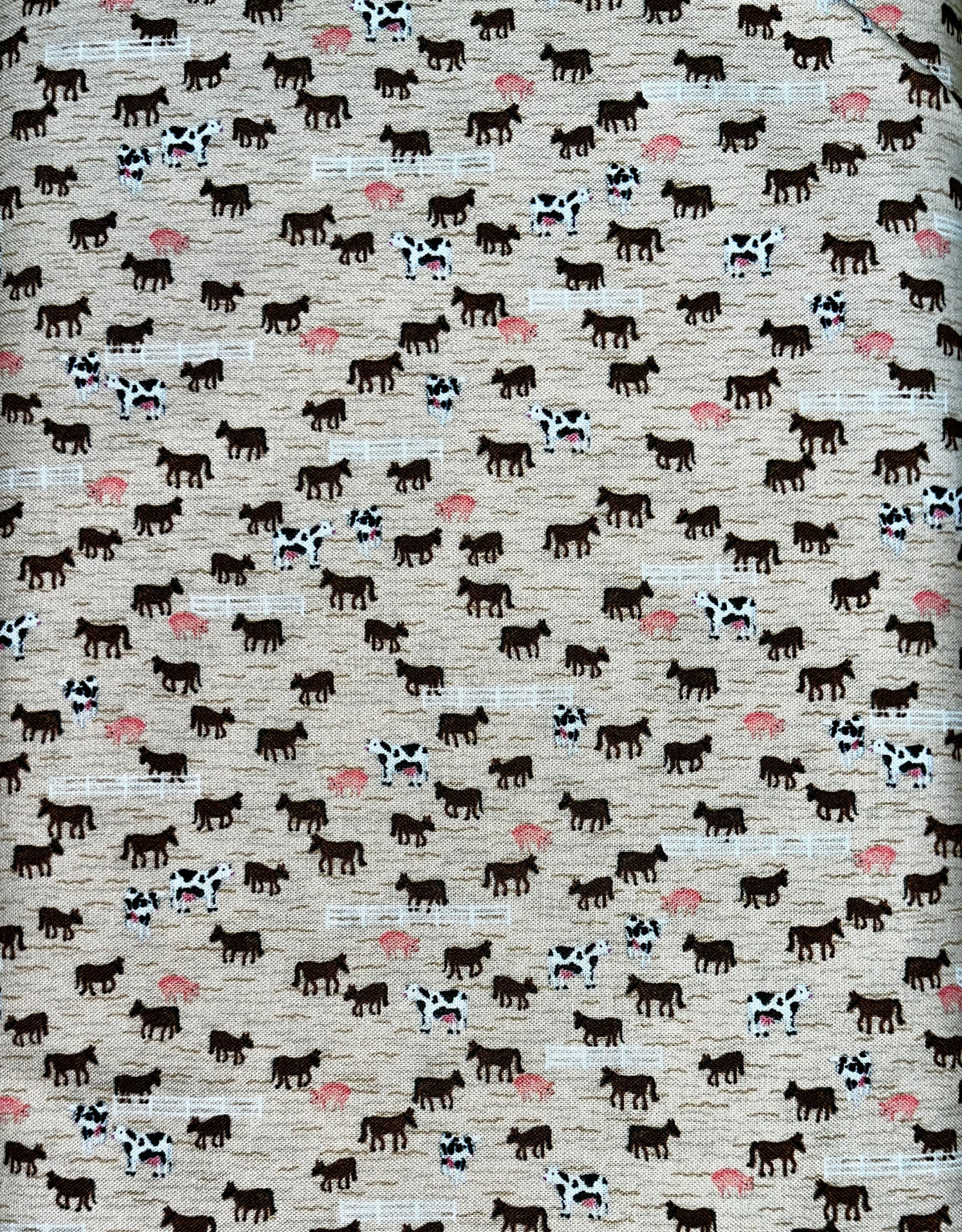 2023 All Iowa Shop Hop Fabric Cows, Pigs and Horses on tan 5265-T fabric by the yard