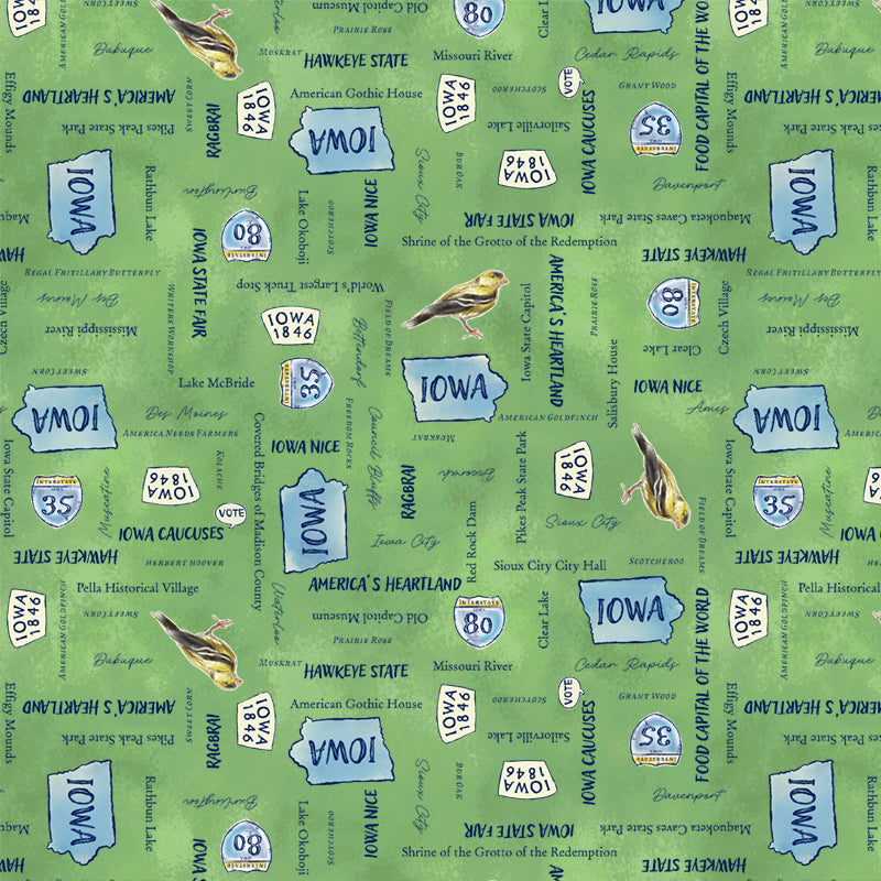 2026 All Iowa Shop Hop Fabric Iowa's Best  Green 55315