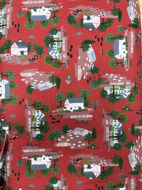 2023 All Iowa Shop Hop Fabric Barns on Red 5268 fabric by the yard