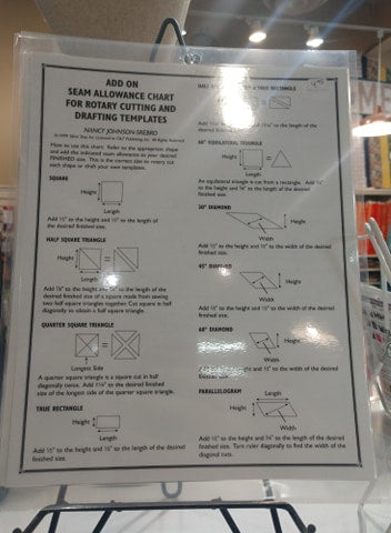 Add On Seam Allowance Chart For Rotary Cutting And Drafting Templates