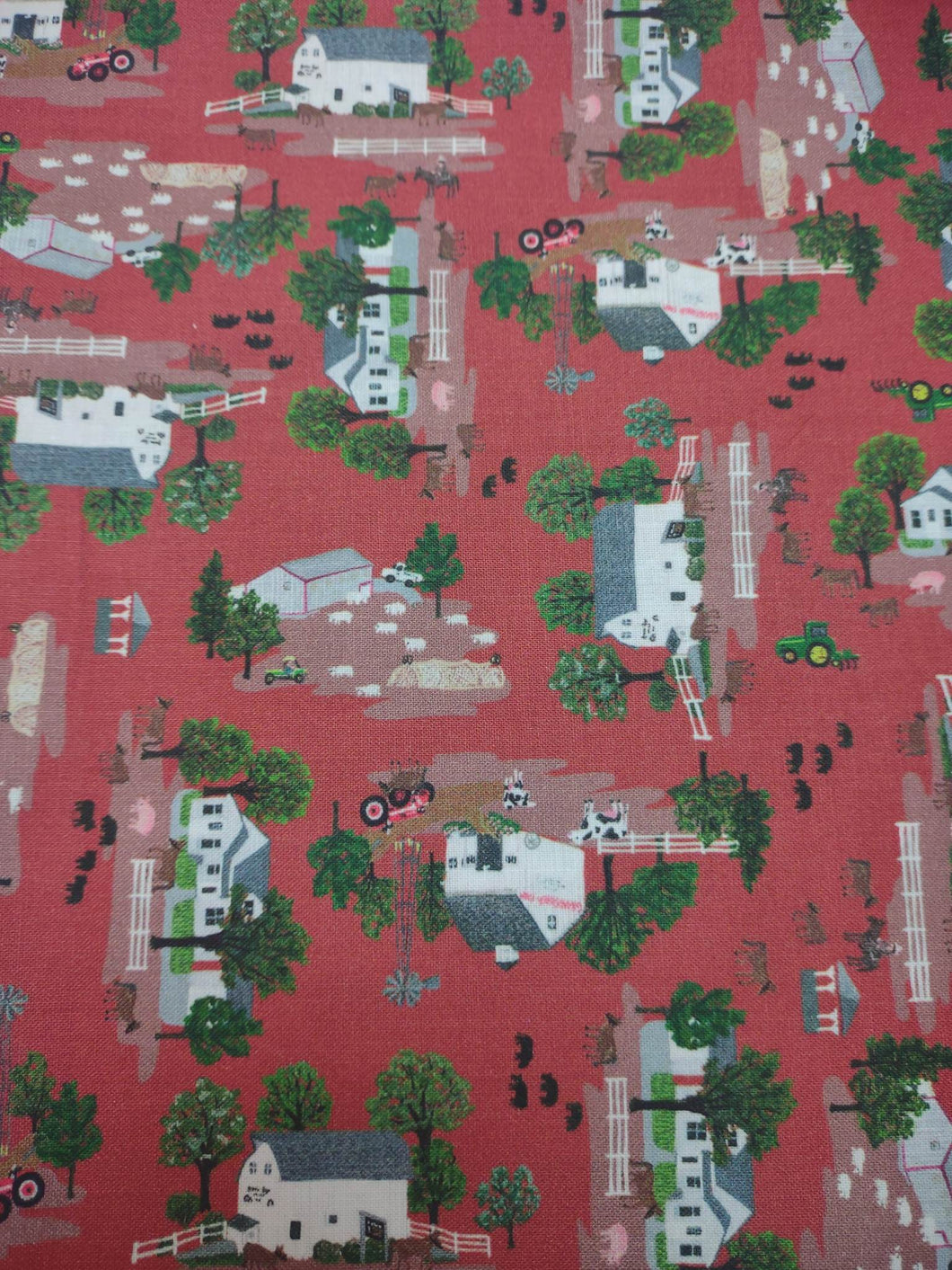 2023 All Iowa Shop Hop Red Farm Toss Fabric by the Yard